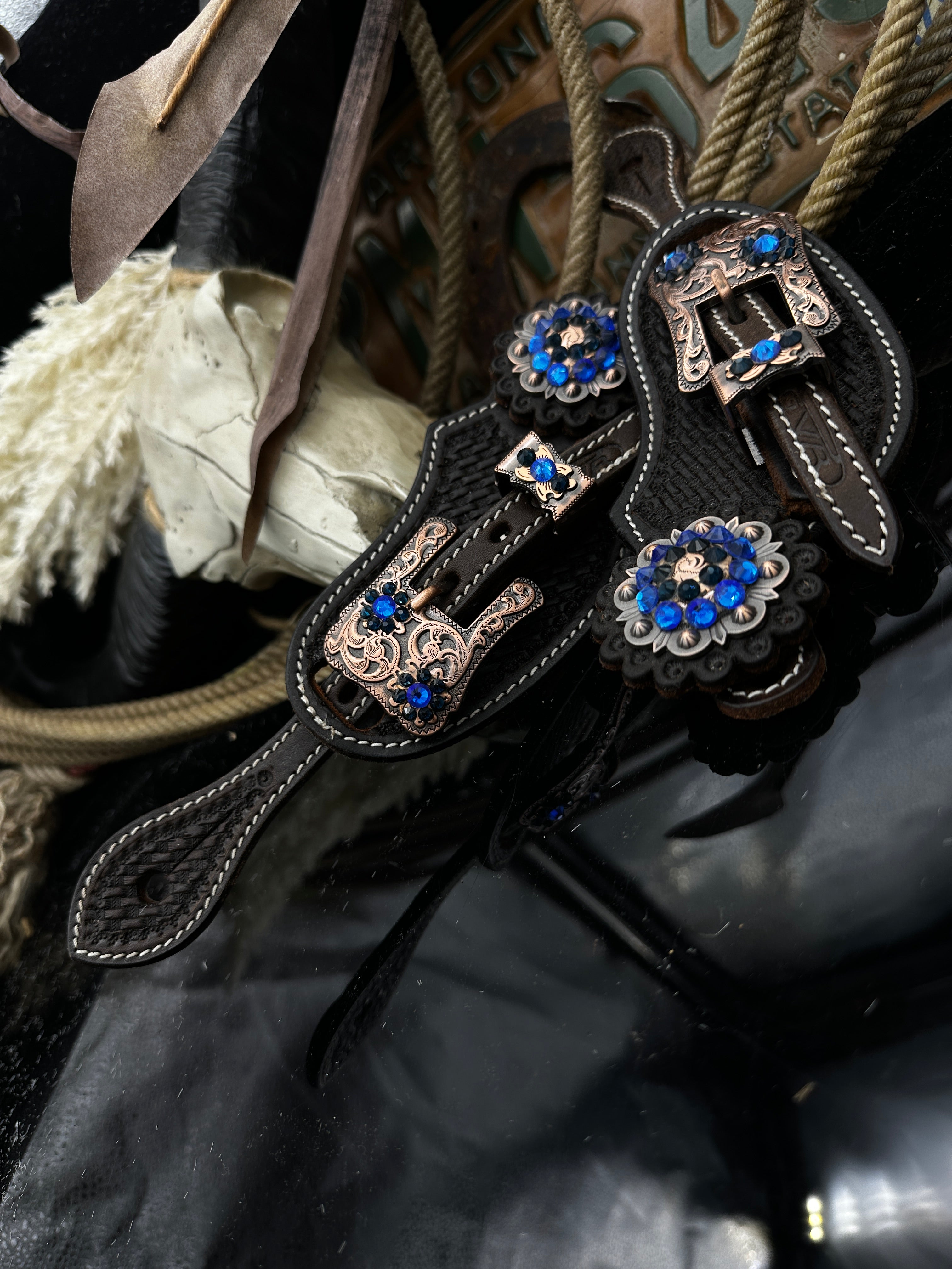 Premium | Dunkelbraun | Kupfer & blaue Sporenriemen