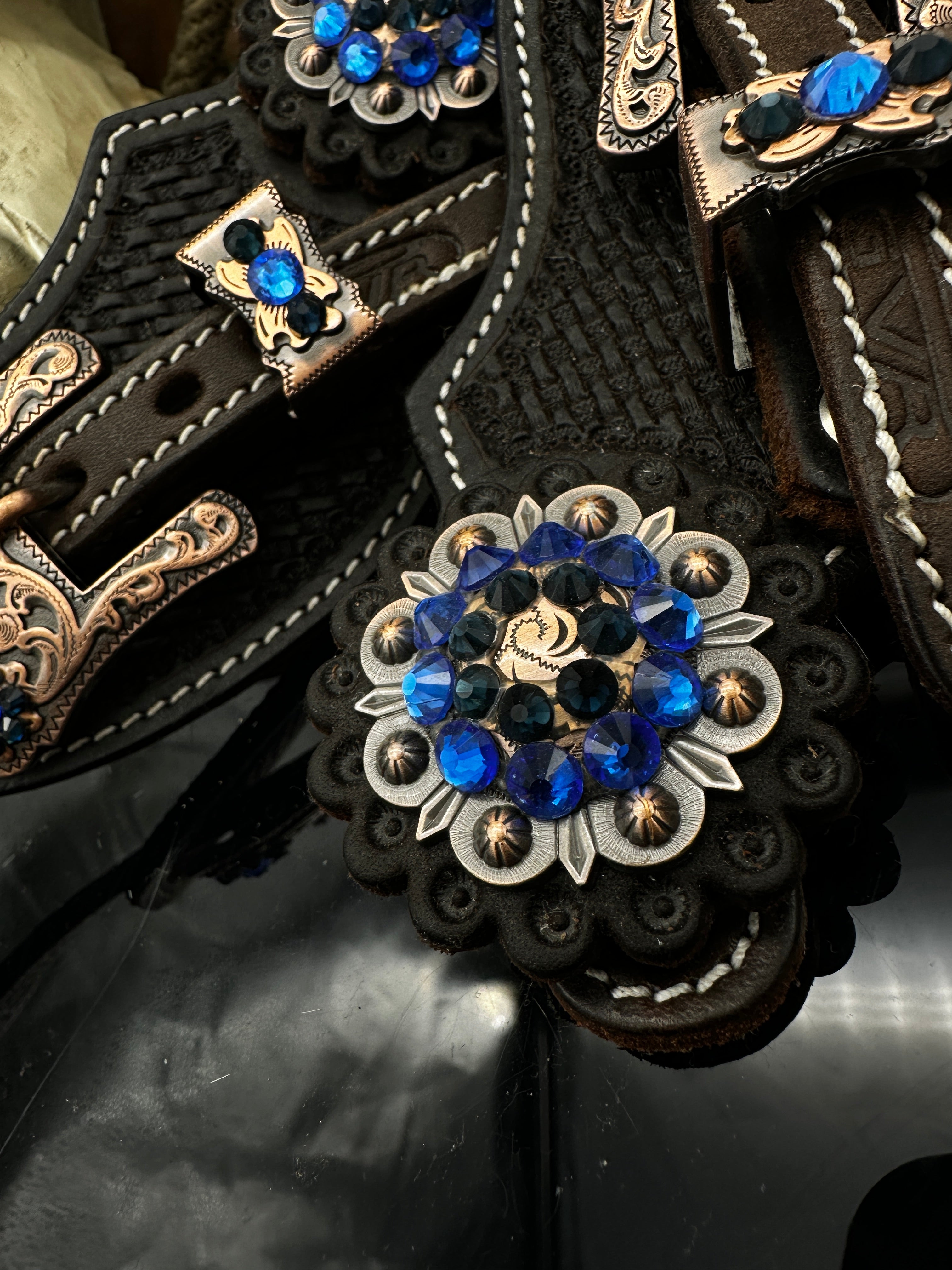 Premium | Dunkelbraun | Kupfer & blaue Sporenriemen