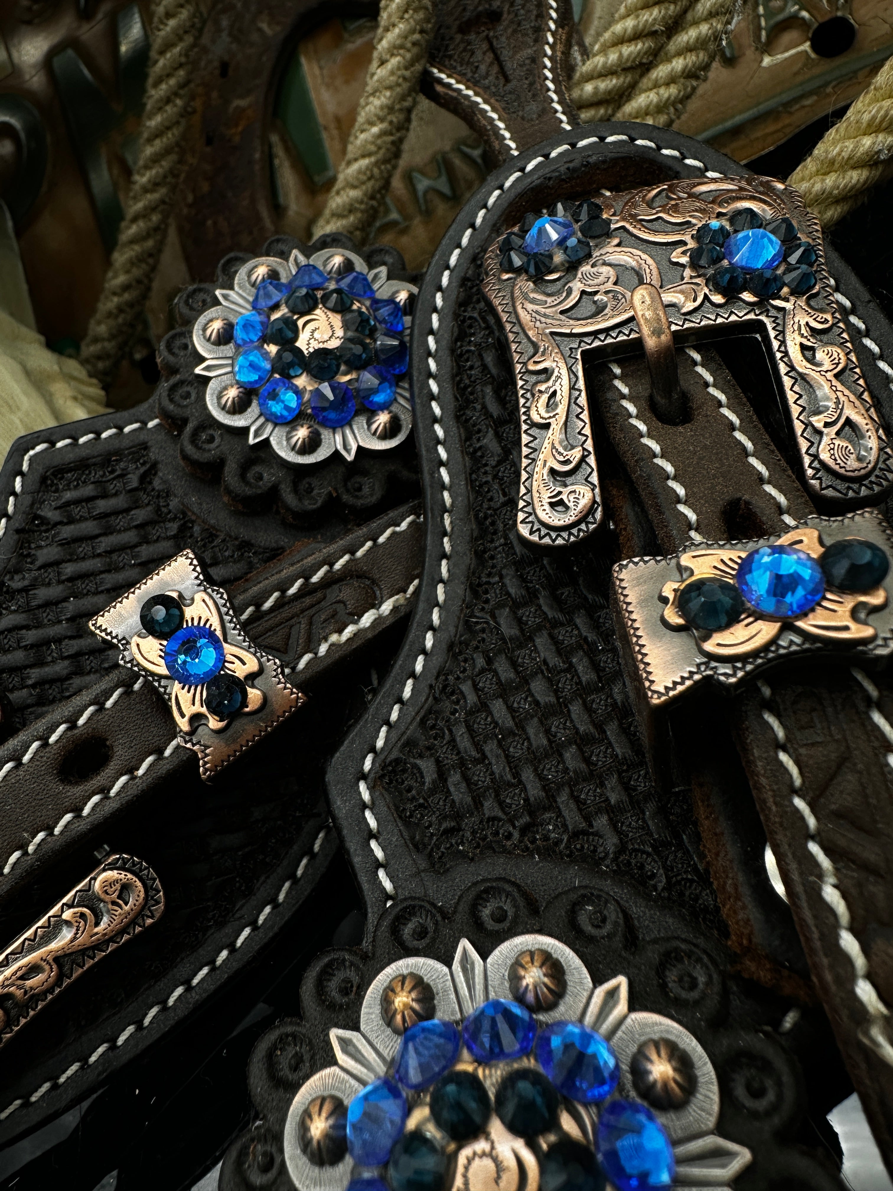 Premium | Dunkelbraun | Kupfer & blaue Sporenriemen