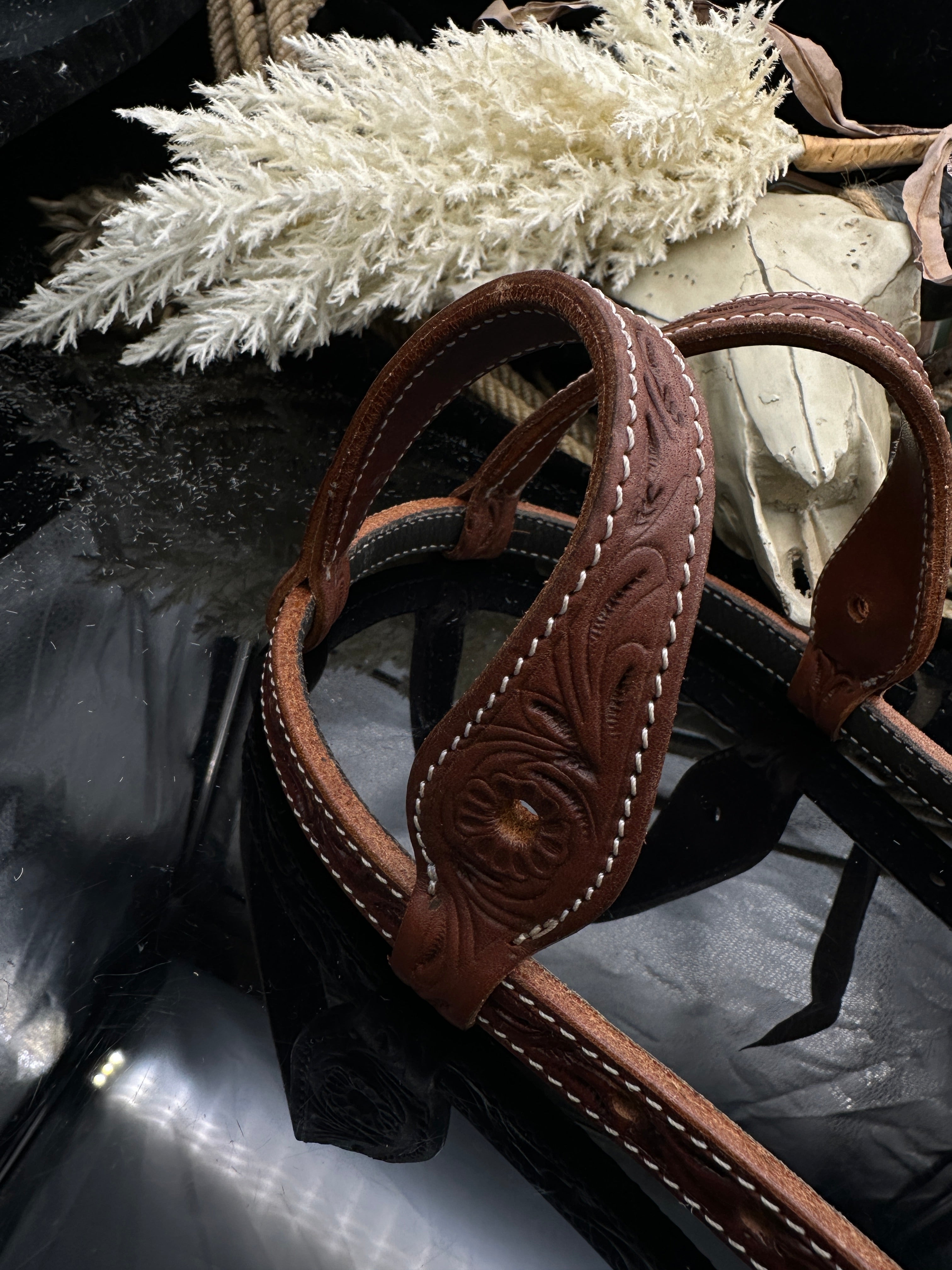 Baisc | Chestnut | Floral tooled hoofdstel