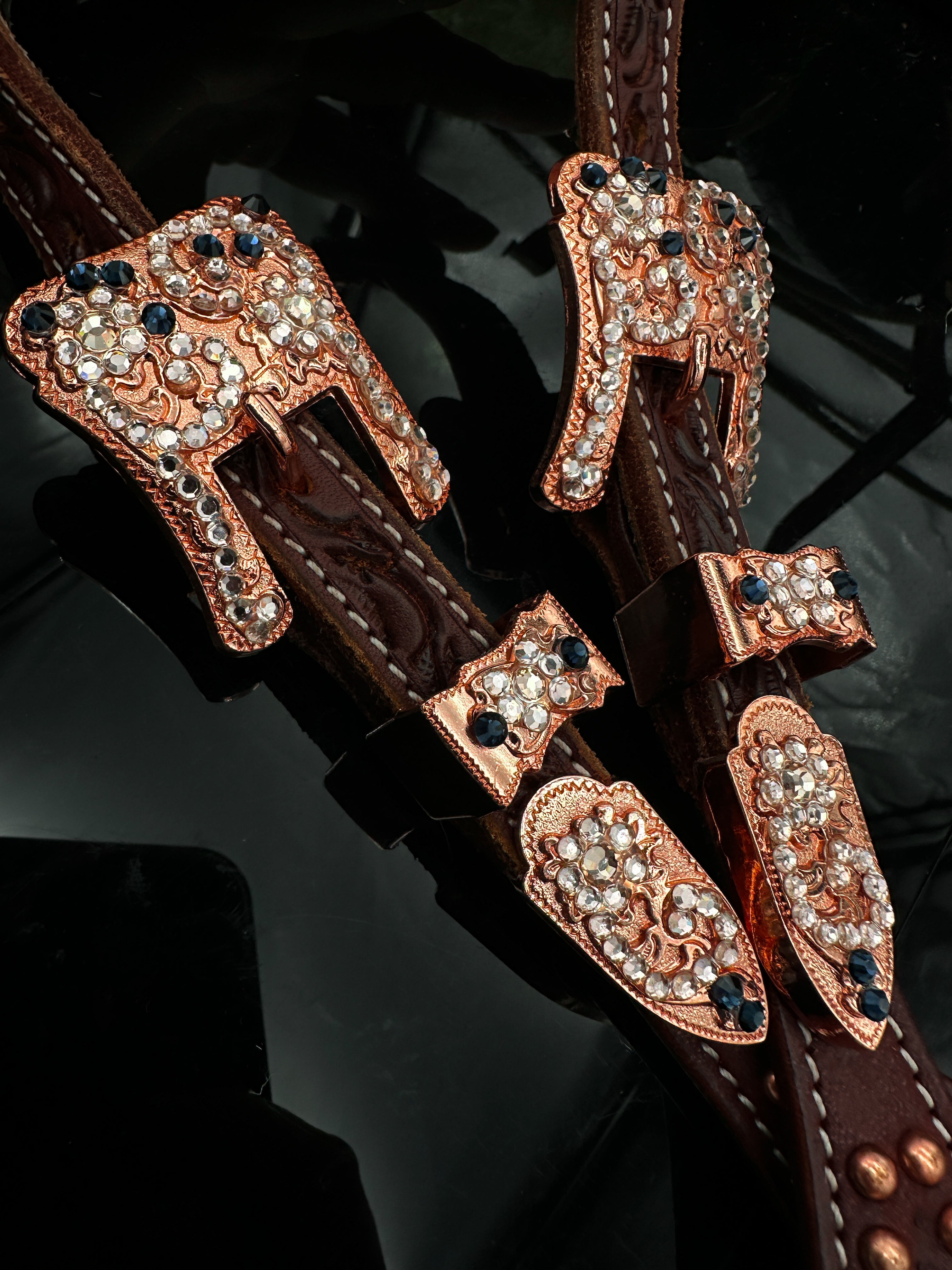 Premium | Dark chestnut hoofdstel | Montana Rose