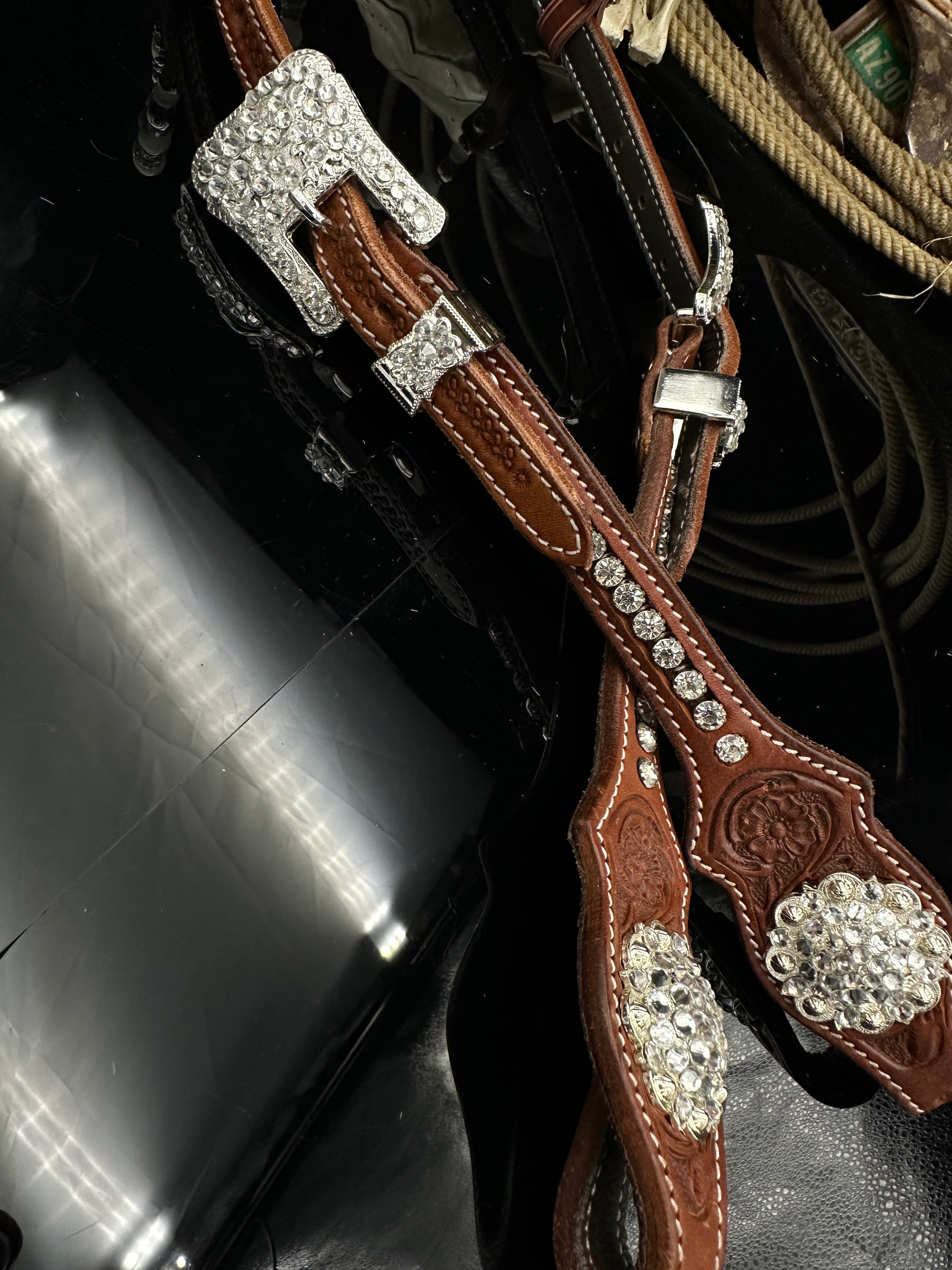 Premium | Chestnut hoofdstel | Silver & White