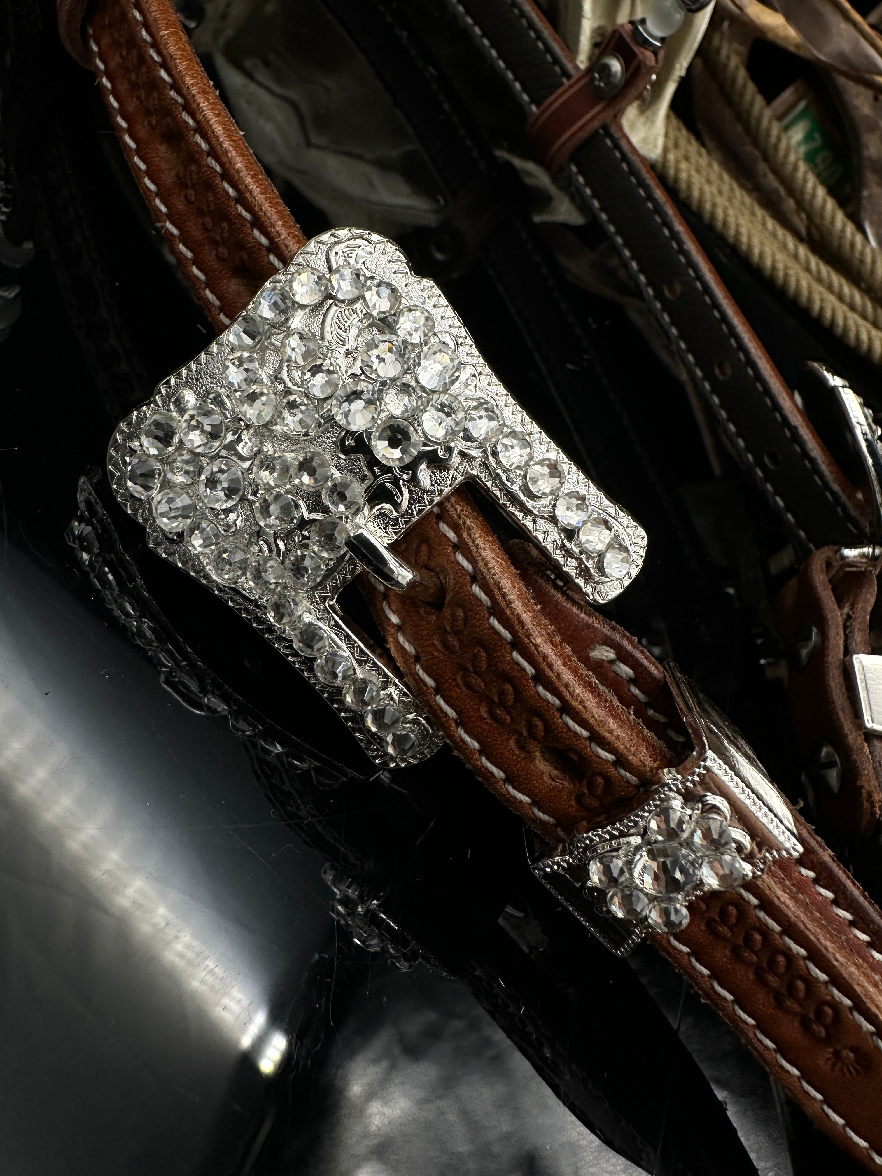 Premium | Chestnut hoofdstel | Silver & White