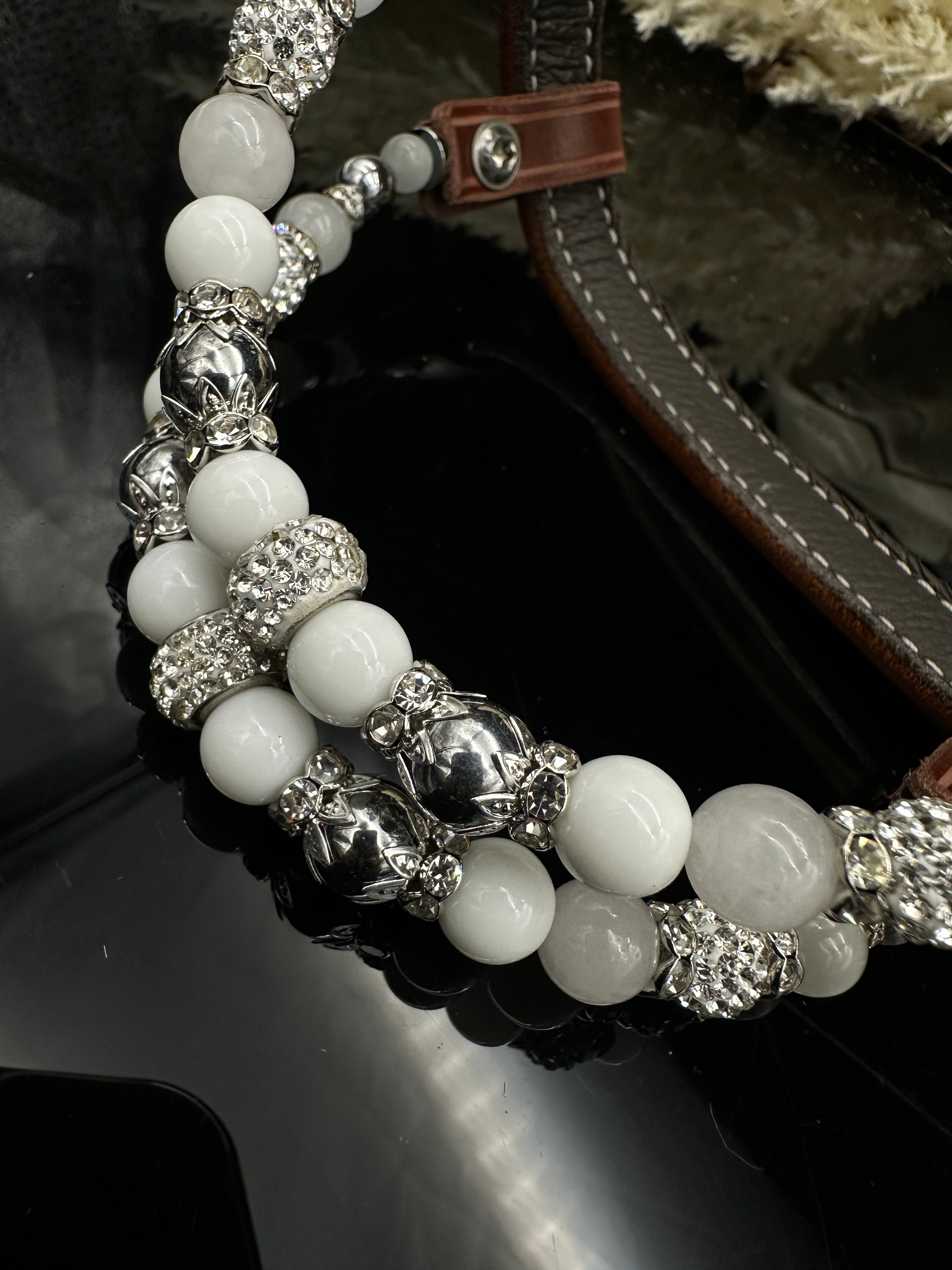 Premium | Chestnut hoofdstel | Silver & White