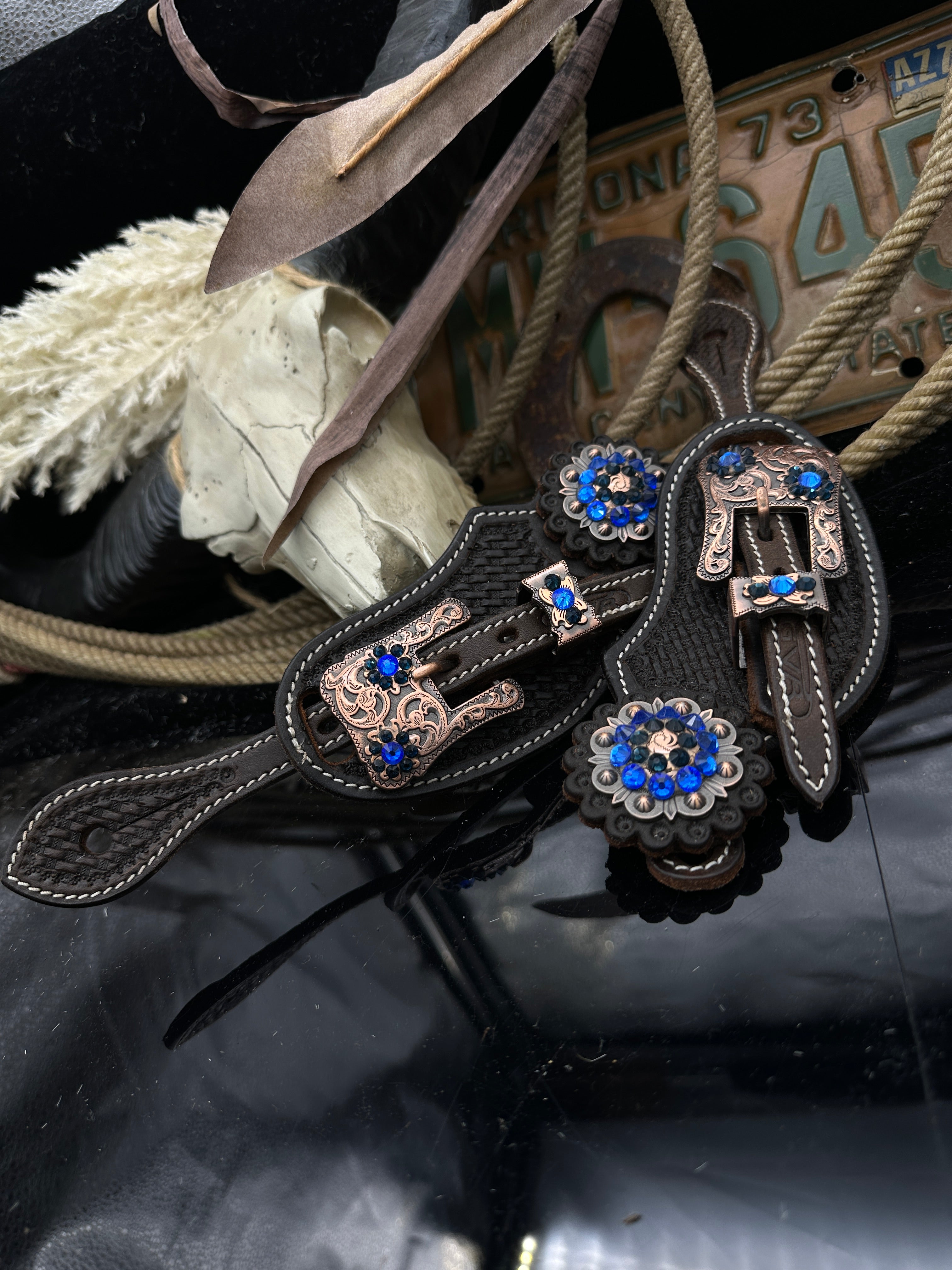 Blue Ridge Sporenriemen – Kupfer &amp; Montanablau