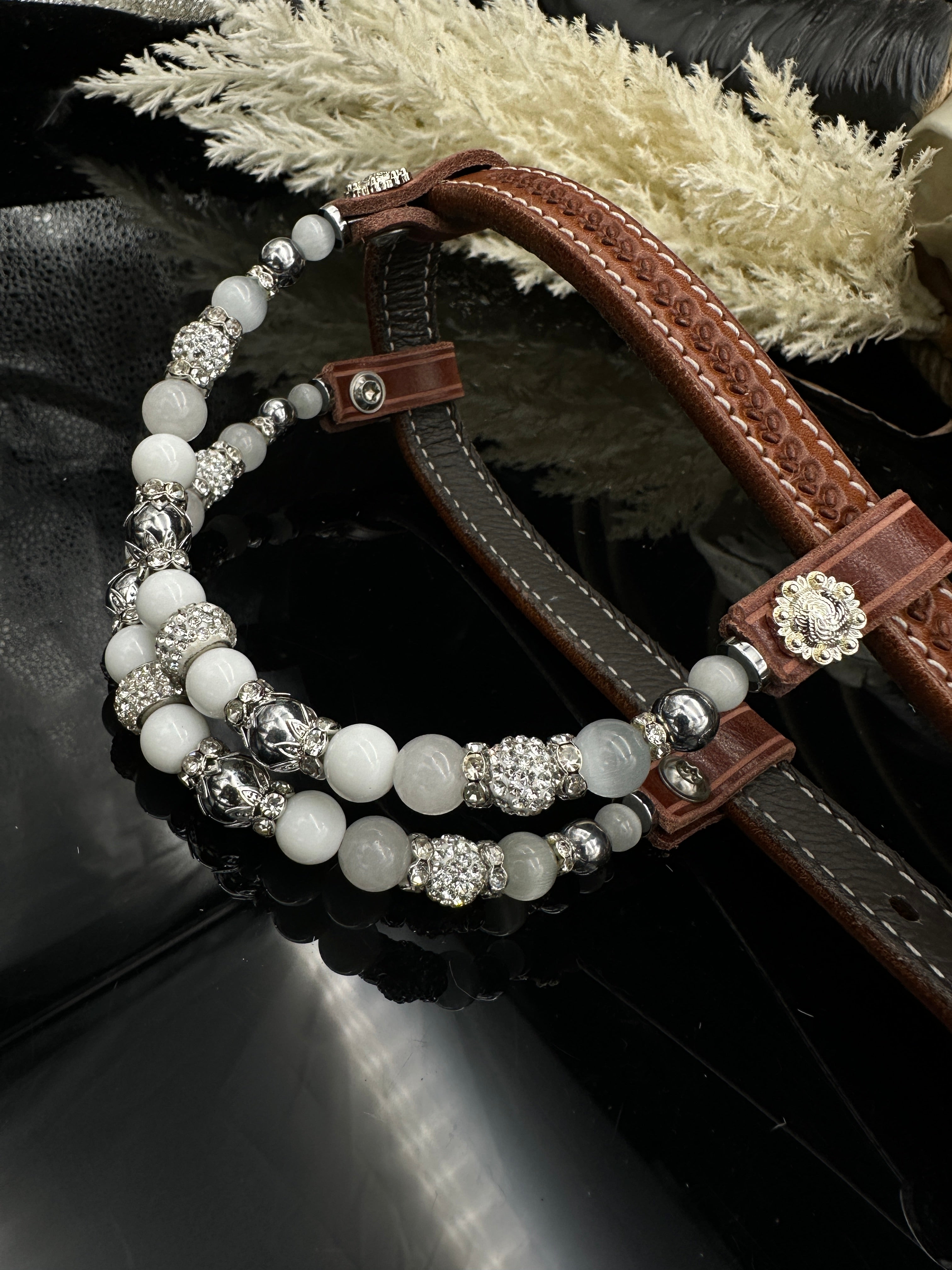 Premium | Chestnut hoofdstel | Silver & White