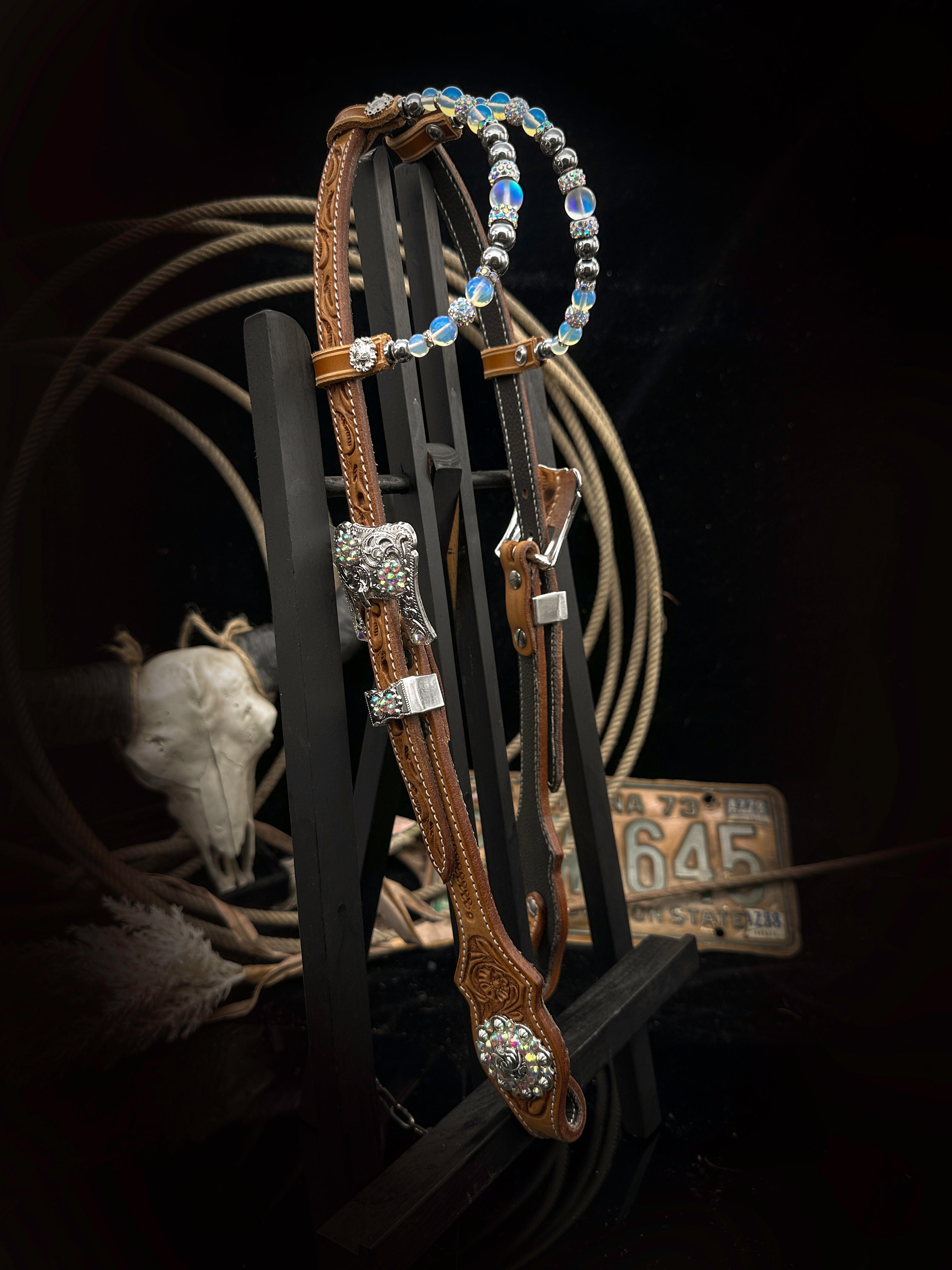 Premium| Elegant Russet Show Hoofdstel  | Silver & AB